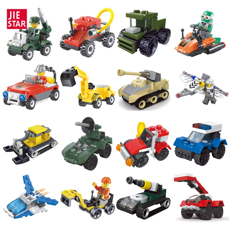 Jiestar Toys Wholesale DIY Construction Building Block Model Toy Juguetes Educational Baby Toy Promotional Gift Alloy Diecast Toy Car Plastic Kids Children Toy