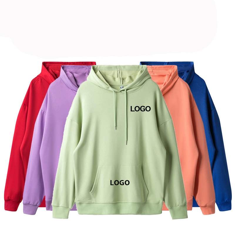 No MOQ Custom Logo Promotional Lightweight Unsex Plain Hoodie for Men and Women, 17 Colors Leisure Apparel Long Sleeve Pullover Sweatshirts & Top Manufacturer